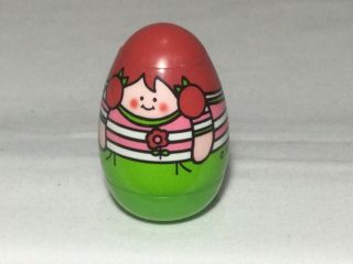 Weeble - Hasbro - Girl With Red Hair - Vintage - 1973 - Green Pink White Rose