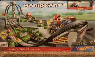 Open Box.  Hot Wheels Mario Kart Mario Circuit Trackset Kid Toy Gift.