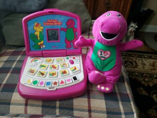 1999 Barney ' s Learning Laptop Shapes/Sounds/Music/Numbers & BARNEY I LOVE YOU 2