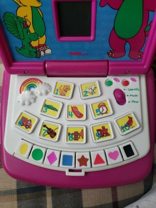 1999 Barney ' s Learning Laptop Shapes/Sounds/Music/Numbers & BARNEY I LOVE YOU 3