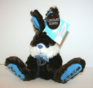 Dan Dee Chocolate Bunny Plush Stuffed Toy Brown & Blue Rabbit Scented 11 "