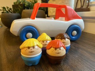 Vintage Little Tikes Toddler Tots People Red And White Car 4 People / 1 Dog