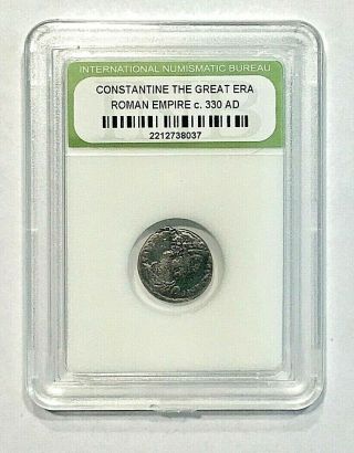 Roman Empire Constantine I Ancient Bronze Coin C.  300 A.  D.  Slabbed