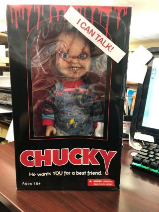 Bride Of Chucky Talking Scarred Chucky Doll 15 - Inches Child 