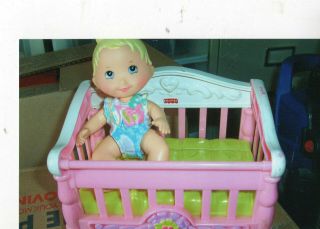 Fisher Price Snap And Style Baby Doll In Crib.  1 Outfit