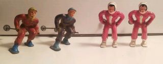 4 Skiing Barclay Manoil Christmas Winter Figure Vintage Train Layout