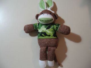 12 " Plush Camo Sock Monkey W/ Bunny Ears Doll,  Made By Dan Dee,
