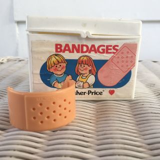 Fisher Price Medical Kit Bandaid Doctor Nurse Bandage Band Aid & Bandages Box