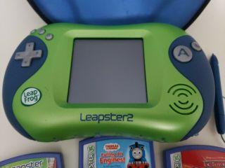 LeapFrog Leapster 2 Learning Game System - Green Blue Case & 4 Games oh boy 3