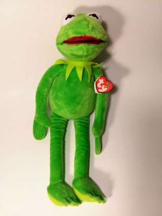 Kermit The Frog 16 " Plush Stuffed Frog The Muppets Disney Ty Beanie W/ Tag