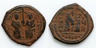 Byzantine Coin Ae Follis Justin Ii 565 - 578 Ad Year 8 - Antioch 32mm