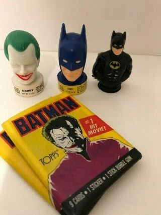 Vintage Batman And Joker Dc Comics Topps Candy Dispenser 1989,  Batman,  Cards