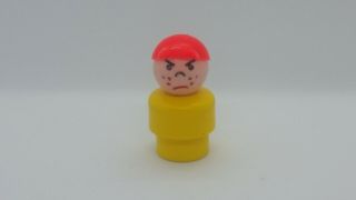 Vintage Fisher - Price Little People Angry Boy With Freckles & Yellow Red Cap