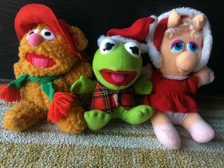 Vintage Mcdonalds Christmas Set Of 3 Muppet Babies Miss Piggy Kermit Fozzie Bear