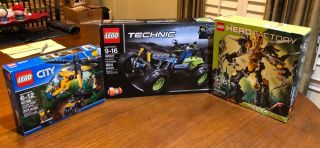Lego 3 - Set Combo For Hours Of Entertainment: City,  Technic,  Hero Factory