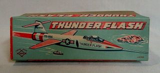 Look 1960`s Daiya Japanese Tin Friction " Thunder Flash " Usaf Jet Fighter