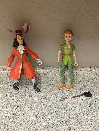 Disney Store Peter Pan Adventure 12 " Figure Captain Hook And Peter Pan Pls Read