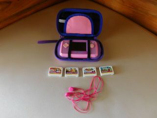 Vtech Mobigo Touch Learning System Zipper Case & 4 Games Girls Pink & Purple