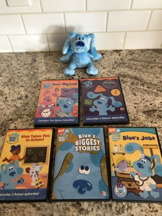5 Blues Clues DVDs And A Small Blue Clues Stuffed Animal 2