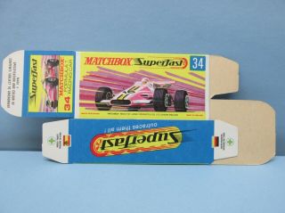 Matchbox Superfast 34A Racing Car “G Box” Unfolded C10 / Box Only 2