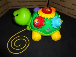 Vtech Roll & Learn Turtle Electronic Interactive Pull Toy W/ Gears Music Lights