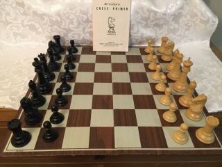 Vintage Drueke Plastic Chess Set Box/ Board/ Instructions 3 3/4 " King