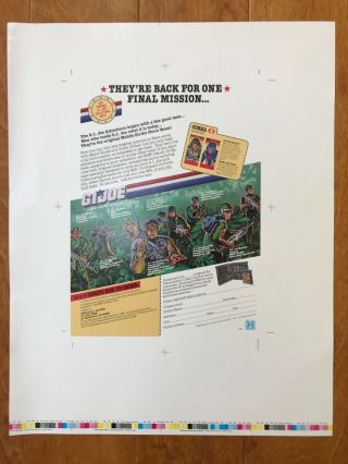 Rare G.  I.  Joe Mobile Strike Force Mail In Offer Uncut Sheet 1986