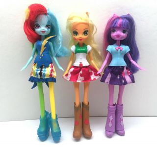 Mlp My Little Pony Equestria Girls Dolls Rainbow Dash Applejack Twilight Sparkle