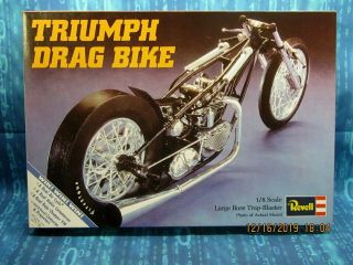Rare Revell 1971 Triumph Drag Bike 1/8 Scale,  Most Parts On Trees,  Complete
