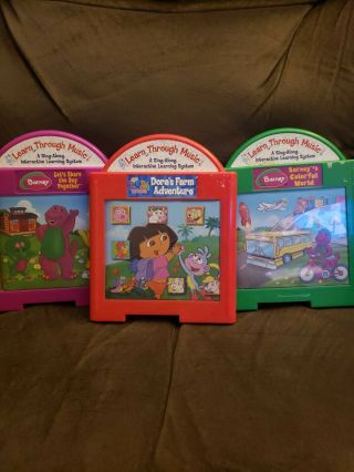Fisher Price Learn Through Music/plus - Game Cartridges - Dora,  Barney,  Barney (3)