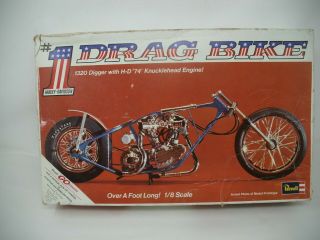 Vintage 1971 Revell Harley Davidson Drag Bike Kit Rare H - 1550 1:8 Scale