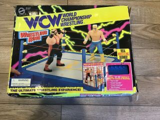 1990’s Wcw World Championship Wrestling Ringside Action Ring & Cage Electronic