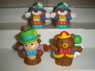 Fisher Price Little People Circus Animals And Clowns Monkey,  Bear And 2 Clowns