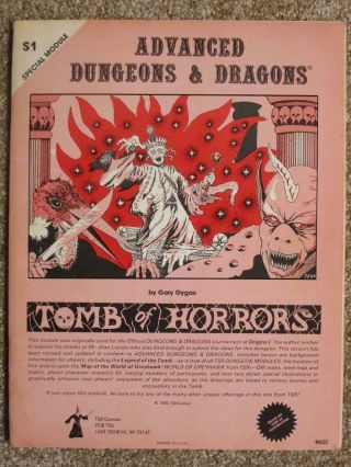 Tsr Ad&d S1 Tomb Of Horrors 1st Print 1978 Mono