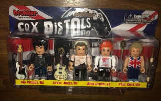 Brokker Sex Pistols 4 Pack Action Figures & Guitars Sid Vicious Punk Music