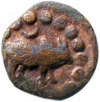 Nepal Lichchavi Copper Coin 641 - 80 Ad Narendra Deva Cat G.  2b97 Vf