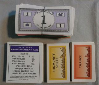 1998 Monopoly Deluxe Edition Replacement Properties Cards And Money