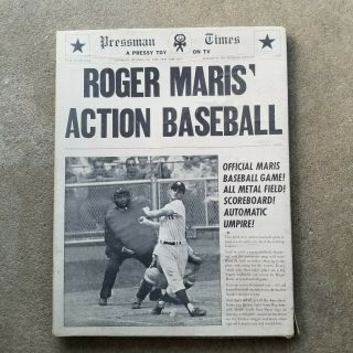 Vintage Roger Maris Action Baseball Game 1962 Pressman Ny Yankees