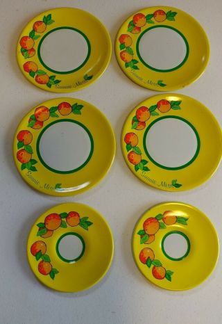 Ohio Art Sunnie Miss Kids 5 Piece Play House Dish Set Metal Plates Yellow Orange