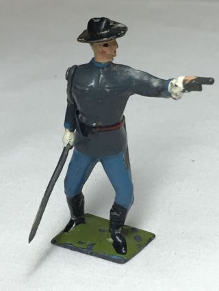 Vintage Britains Civil War Lead Toy Soldier Confederate With Sword And Gun