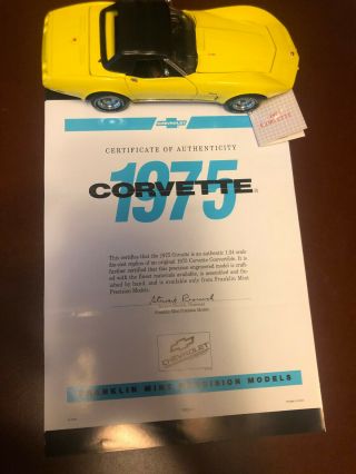 Franklin 1975 Corvette L88 Convertible - Yellow 1:24 Diecast