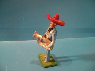 Mexican Soldier Wearing Sombero Playing Horn Band Metal Toy Figure A53