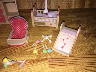 Calico Critters Baby Nursery Set And Ride On Toys Crib Slide High Chair 2