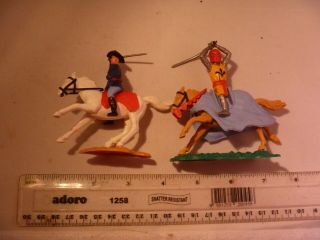 Vintage Timpo Toys Plastic Figures On Horseback Knight & Confederate
