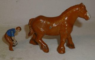 Fgt Vintage Lead Farm Blacksmith And Horse From The 1940/50s