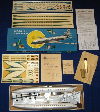 Caravelle 1:100 Flugzeug Modellbaukasten,  Kvz - Plasticart,  1965 Model Kit