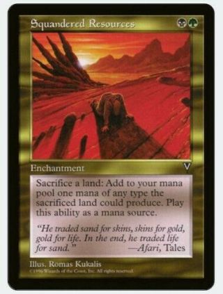Mtg Squandered Resources,  Visions,  Light Play