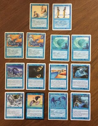 14x Blue Magic The Gathering Creature Cards Mtg Mahamoti Djinn Clone Leviathan,