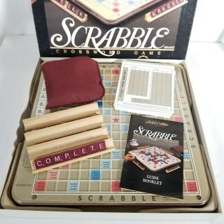 Vintage Scrabble Deluxe Edition Turntable Board Game 89 Milton Bradley Complete