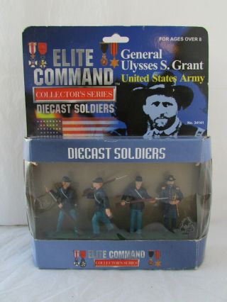 Blue Box Hand Painted Die Cast Civil War Union Soldiers Ulysses S.  Grant And Men